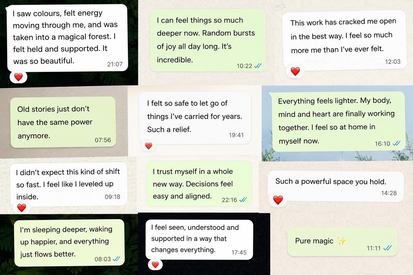 Messages about colours and energy moving through the body, old stories losing their power, and sleeping deeper