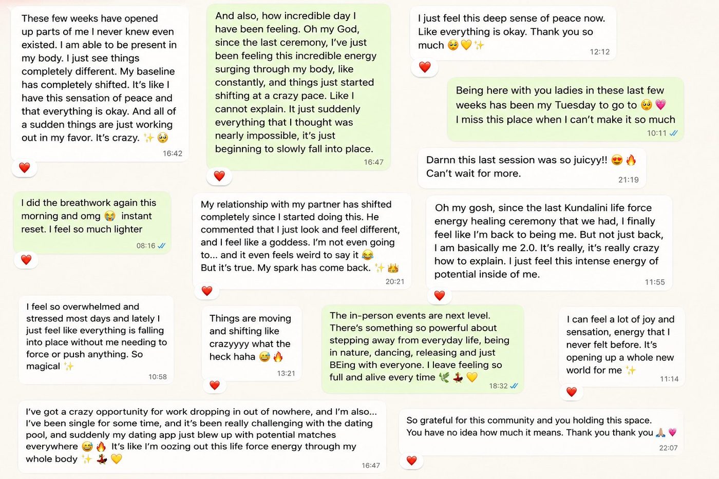 Messages about being present in the body in a new way, a deep sense of peace, and a spark coming back