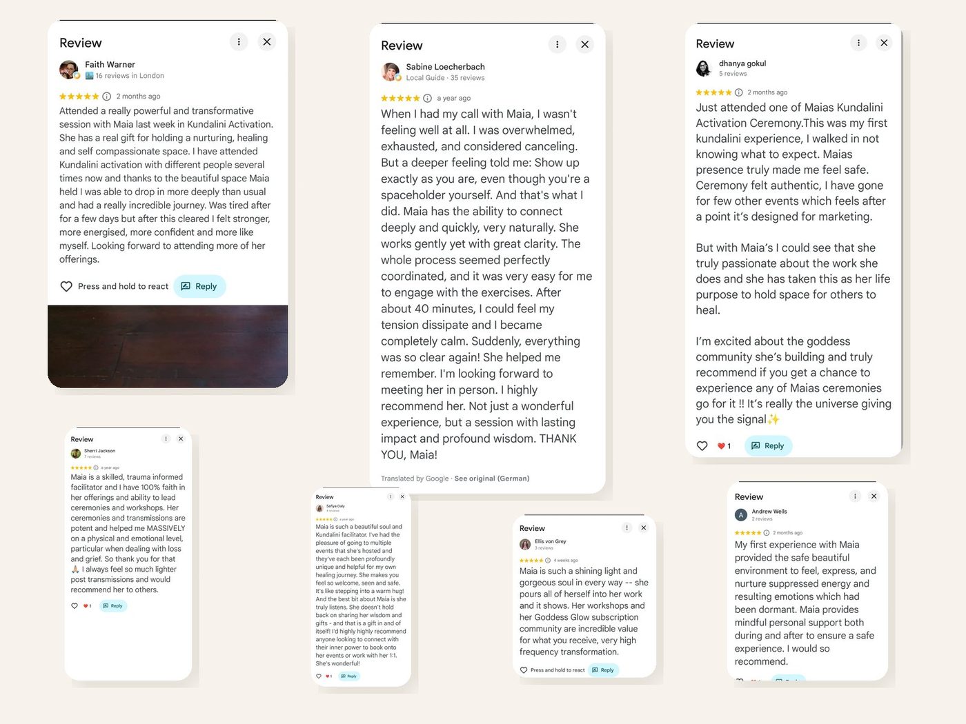 Five-star Google reviews for Maia, page five